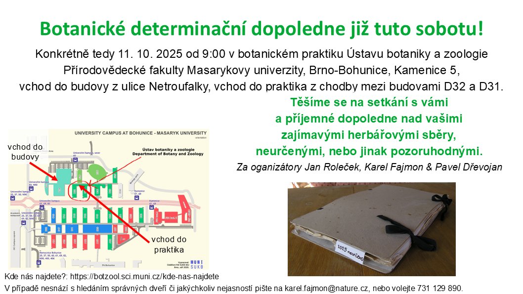 letáček k botanickému determinačnímu dopoledni v Brně
