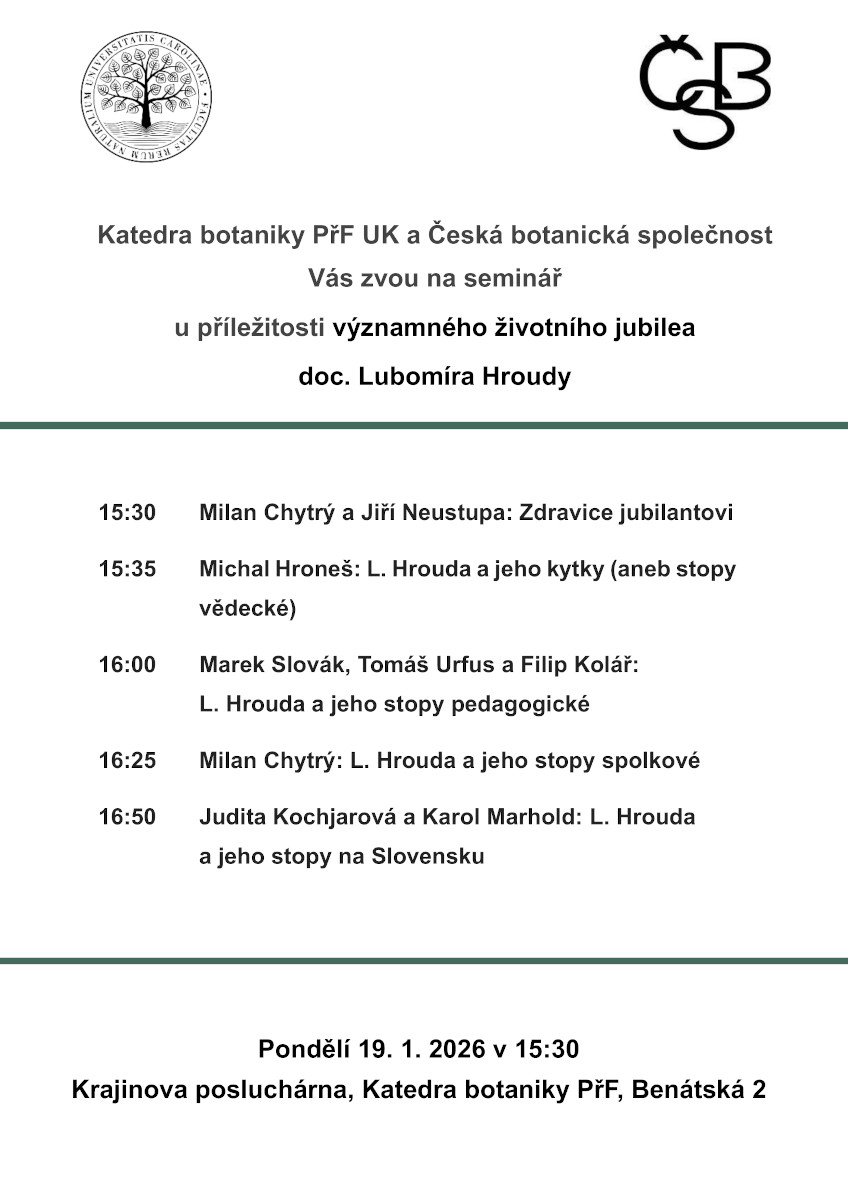 program semináře k životnímu jubileu doc. Lubomíra Hroudy