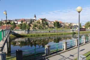 Přerov, pohled na historické centrum města přes řeku Bečvu